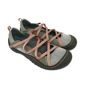 J-41 "Genesis" Sport Vegan Gray Pink Strappy Shoes